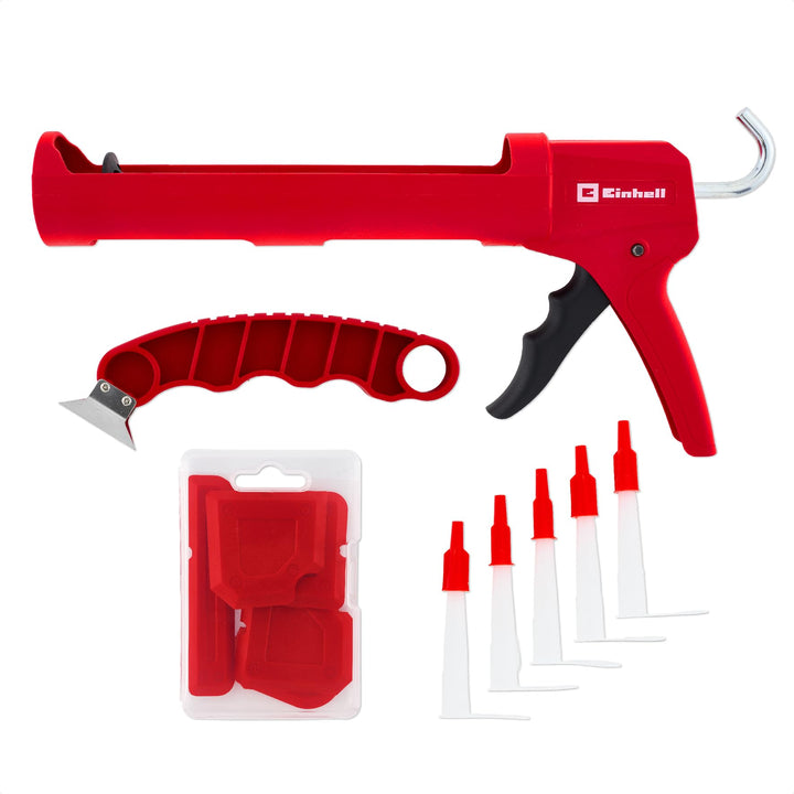 Einhell Kartuschenpressen-Set Basic, 12-tlg. (Kartuschenpresse, Fugenmesser aus Edelstahl, 5 Fugengl