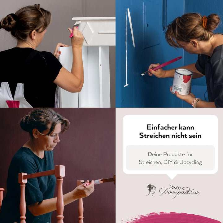 MissPompadour 3er Pinselset für Wandfarbe, Kreidefarbe, Holzfarbe, Möbelfarbe - Malerset mit 3 Pinse