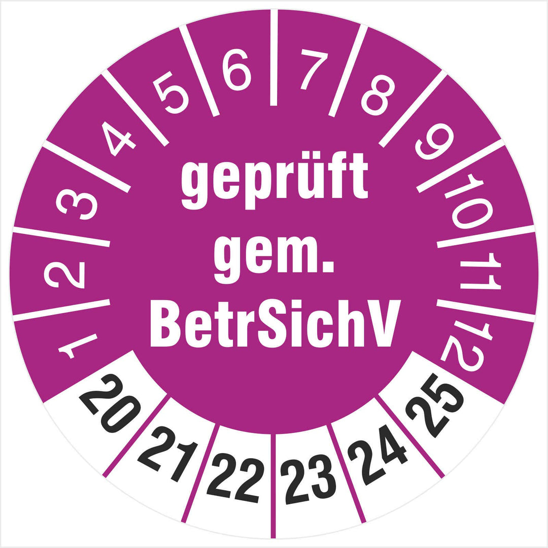 500 Prüfetiketten geprüft gemäss BetrSichV 2020-2025 Prüfplakette 18 mm 500 18mm Durchmesser, 500 18