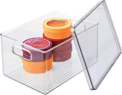 mDesign 4er-Set Bad Organizer – praktische Kosmetikaufbewahrung mit abnehmbaren Deckel – stapelbare