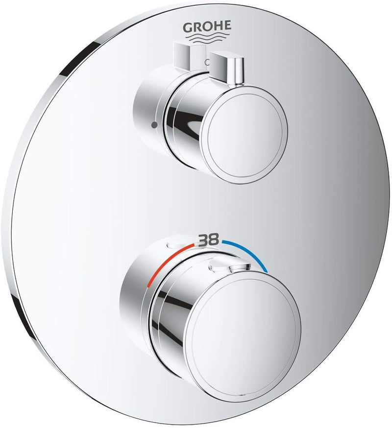 GROHE Grohtherm Concealed - Thermostat (Rosette aus Metall, sicherheitssperre bei 38°, eingebaute Rü