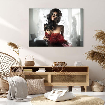 Bilder auf Leinwand 100x70cm Leinwandbild Schönheit Körper Kleid Eleganz Gross Wanddeko Bild Schlafz