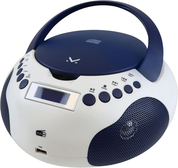 Majestic AH-265 Dab - Tragbare Boombox Radio DAB/DAB+/FM Stereo, CD/MP3-Player, USB/AUX-In, Weiss/Bl