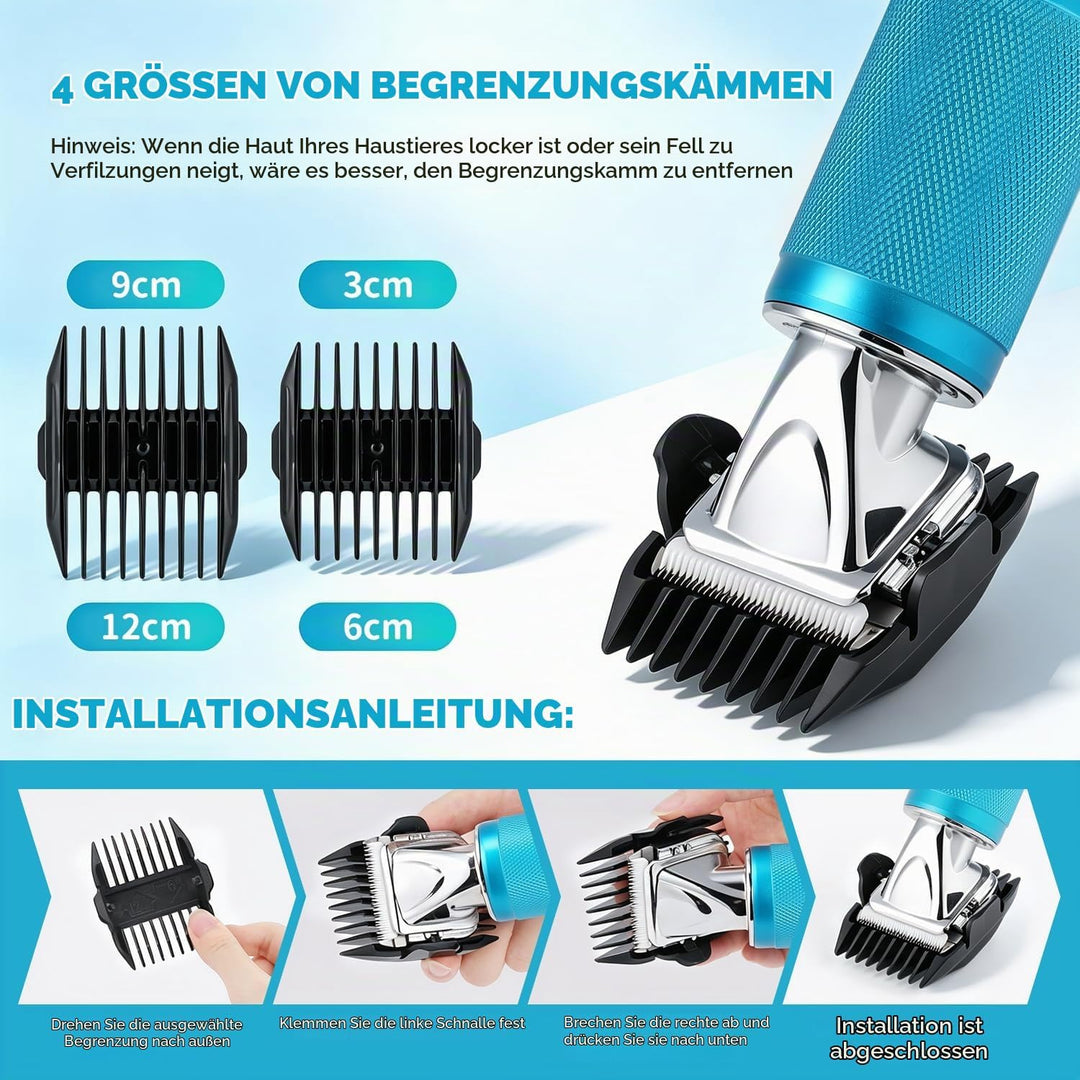 CGOLDENWALL Leise Hundeschermaschine Profi 300W, 2000-6000RPM Stufenlose Geschwindigkeitsregelung, 3