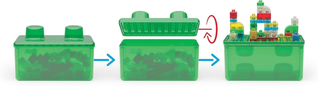 Jelly Blox Stash & Stack (2-in1 Aufbewahrungskoffer), Bauspielzeug ab 2 Jahren, mit 30 Sensorische B