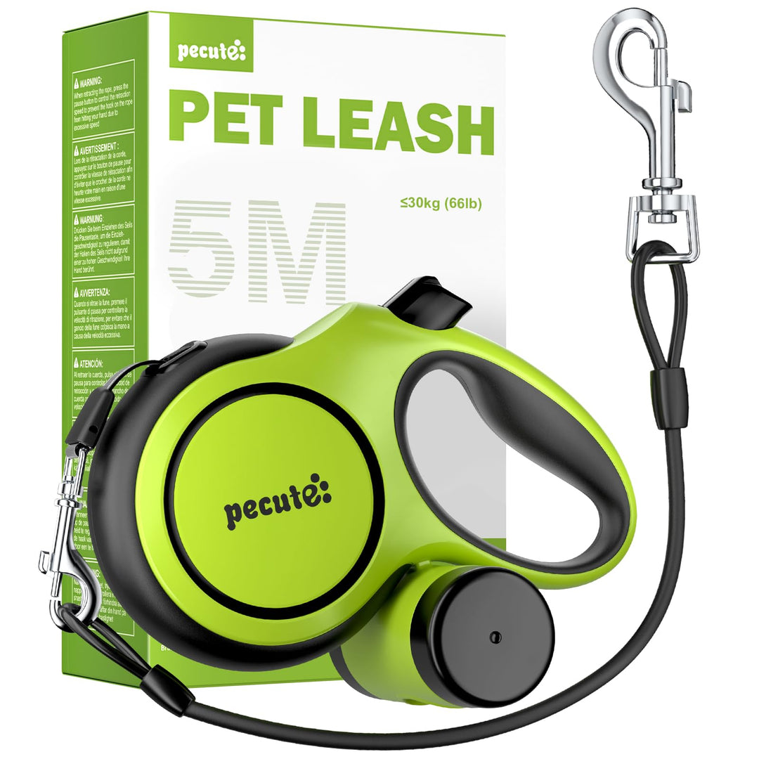 pecute Hundeleine 5m mit Bissfestem Kabel 46cm| Leicht Rollleine Reflektierende für Hund mit Kotbeut