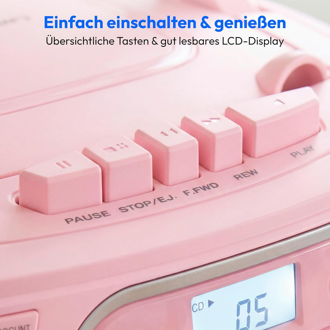 MEDION E66476 Stereo Sound System (Boombox, CD-Player, MP3, Kassette, tragbarer Kassettenspieler für