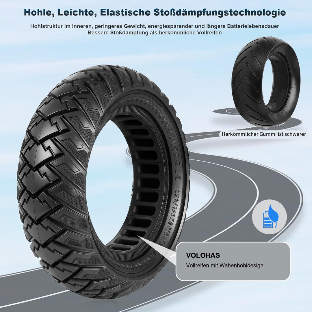 10×3 Vollgummireifen 255X80(80/65-6) Solide Reifen für Kukirin G3 Pro/Kukirin G2 Max/Joyor y8-s/Joyo