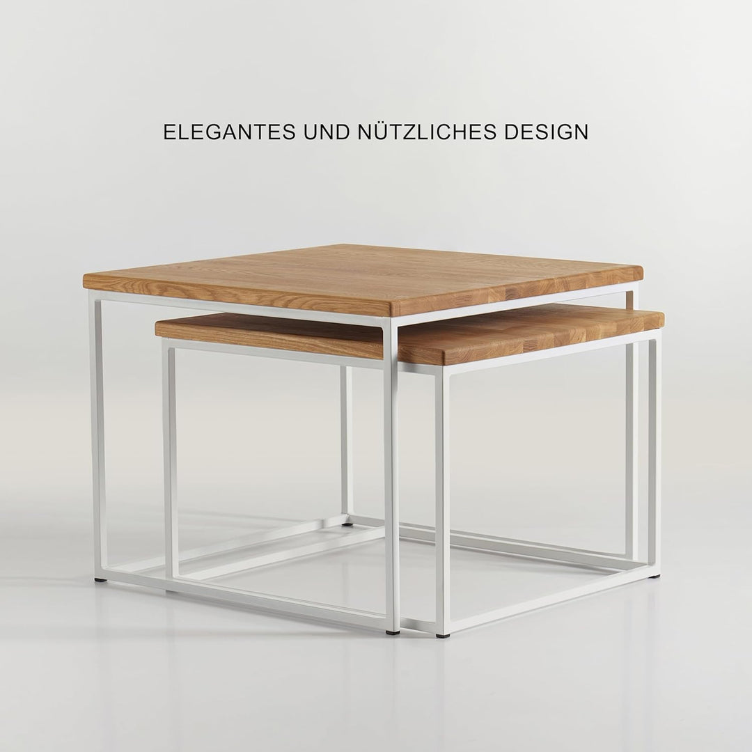 Original BestLoft® 2er-Set Couchtisch Twinsburg (MWH) edle Eiche Industriedesign Eiche Natur + Geste