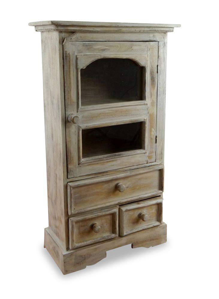 Balinesische Vitrine mit DREI Schubladen, Küchen- Esszimmerschrank, Landhausstil, aus Bali (Handarbe