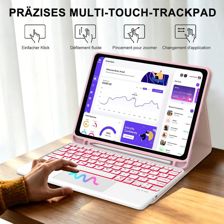 Hülle Tastatur für iPad (A16) 11/10 Generation (2025/2022) 11/10.9 Zoll Rosa - iPad (A16) 11/10 Gene