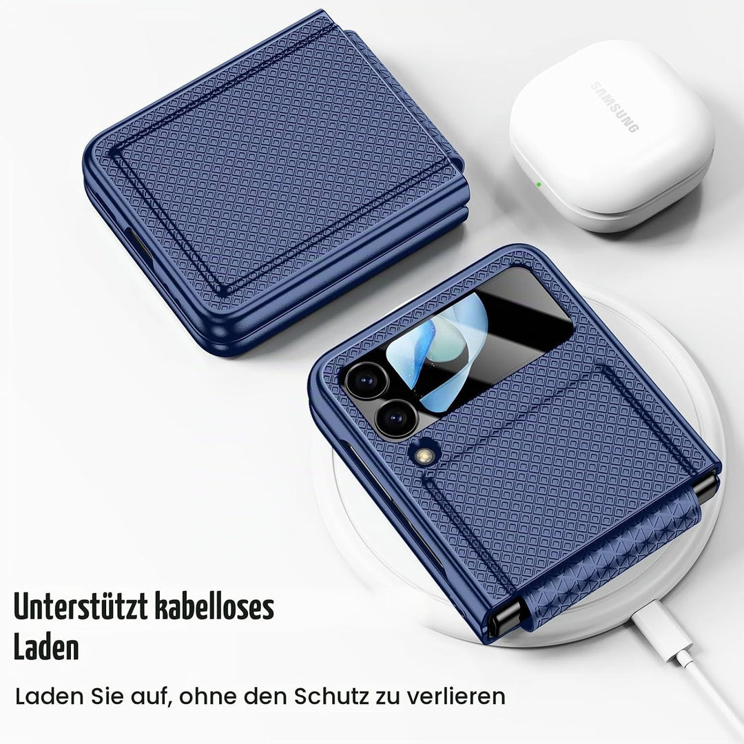 Doeshine für Samsung Galaxy Z Flip 4 Hülle mit Scharnierschutz &amp; Displayschutzfolie, Rutschfester Te