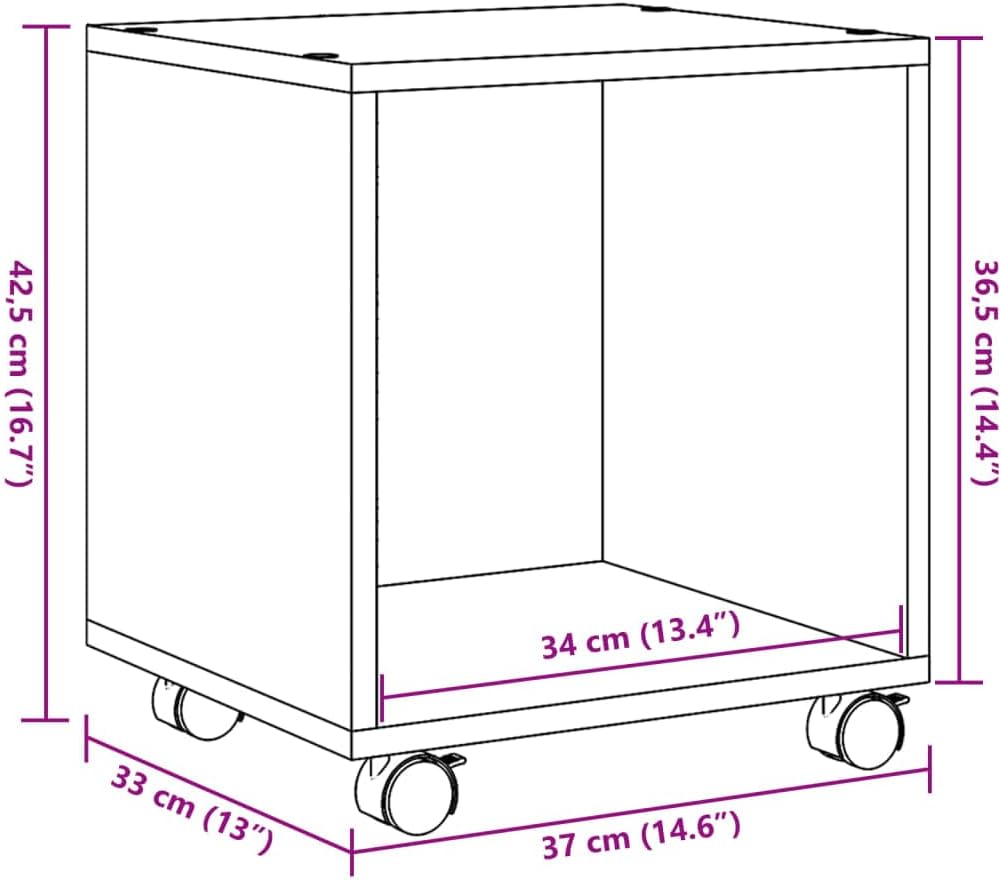 vidaXL Rollschrank Räuchereiche 37x33x42,5 cm Holzwerkstoff