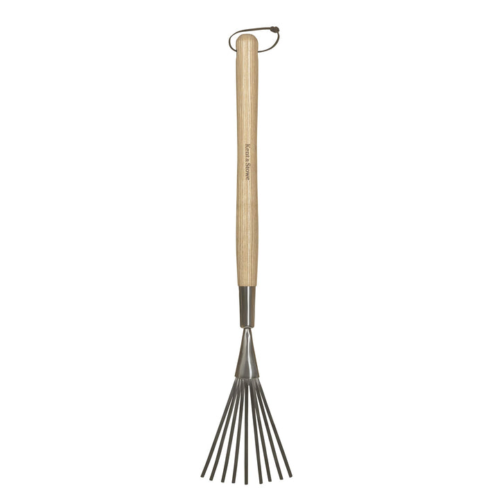 Kent & Stowe Handbesen lang – Fächerbesen aus Edelstahl zur Entfernung von Laub, Handrechen mit läng