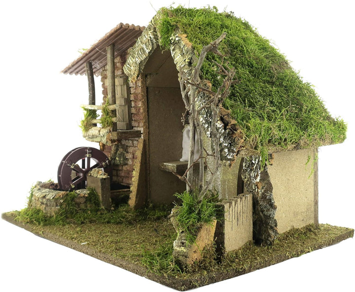 BERTONI Leere Holzhütte mit Wassermühle, Holz, Mehrfarbig, Einheitsgrösse