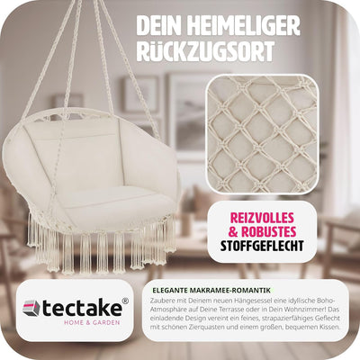 tectake® Indoor und Outdoor Hängesessel, Terrassen und Balkonmöbel, Hängesessel mit Gestell, robuste