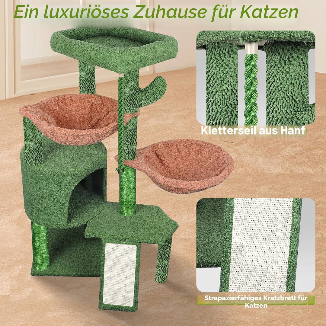 TWDEPART Kratzbaum für Katzen mit Aktivitätscenter, 95cm Kletterbaum Katzenspielzeug mit Spielzeugku