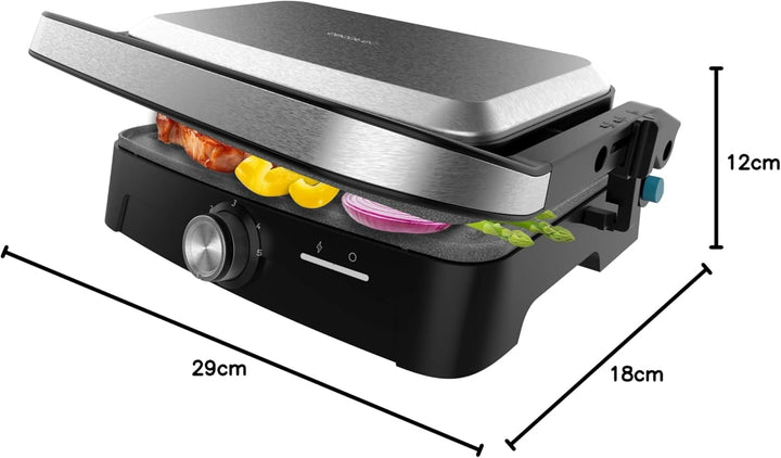 Cecotec Rock'nGrill Elektrogrill 1500 Full Open, 1500W, Öffnung 180°, RockStone, Antihaftbeschichtun
