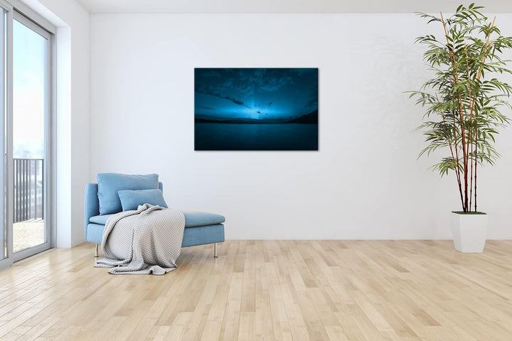 deyoli Dark Aurora Borealis Nordlicht Format 80x60 Effekt: Monocrome Blau als Leinwandbild, Motiv fe