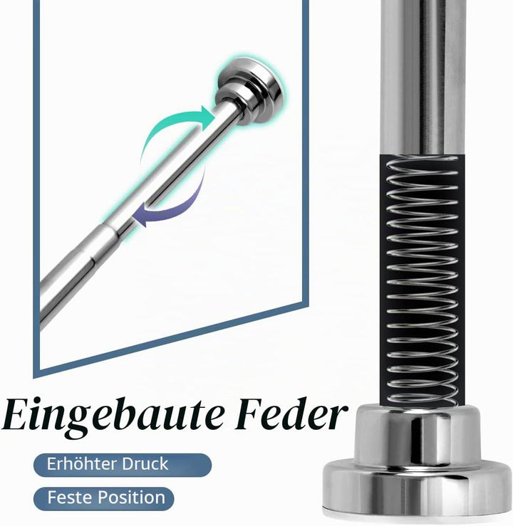 Teleskopstange Edelstahl Duschvorhangstange 65-100cm,Starker Halt ohne Bohren,silber kleiderstange,