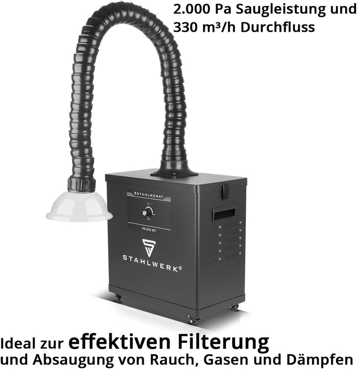 STAHLWERK Rauchabsaugung FE-210 ST mit 3-fach-Filter und 210 W Absauganlage | Rauchabsorber | Raucha