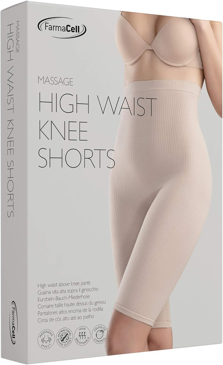 FarmaCell 113 Shorts Hohe Taille, massierende und reduzierende Hose, Anti-Cellulite XL-XXL Weiss, XL