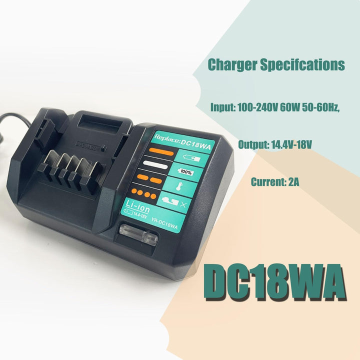 FengWings® 2 Stück 18V 2.0Ah BL1813G Akku + Ladegerät DC18WA Ersetzen Für kompatibel mit Makita G-Se