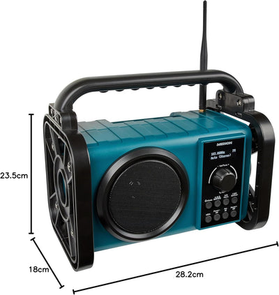 MEDION P66220 Baustellenradio mit Bluetooth 5.0, PLL UKW Radio, Spritzwassergeschützt (IP44), Robust