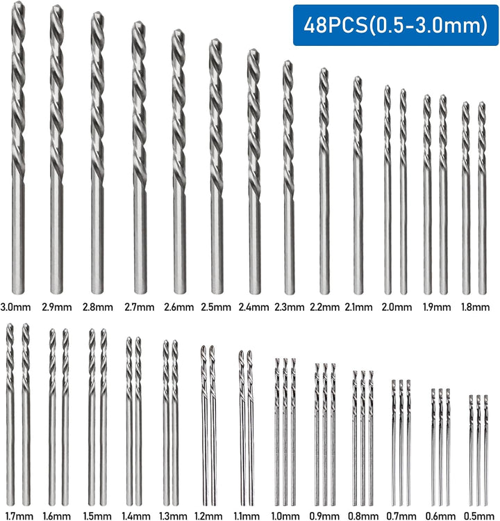 62 Pcs Handbohrer Set - Mini Bohrmaschine für Modellbau Werkzeug mit 48 Spiralbohrer Bits, 10 PCB-Mi