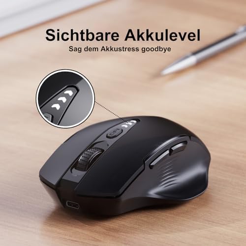 Uineer kabellose Maus, [Verbessert] Mit visueller Batterieanzeige, 2.4G USB Ergonomische Maus kabell