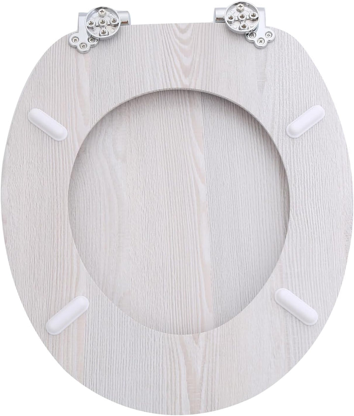 sanicomfort WC Sitz Wood white, MDF Holzkern, mit Absenkautomatik, Toilettensitz mit Klodecken, Klob