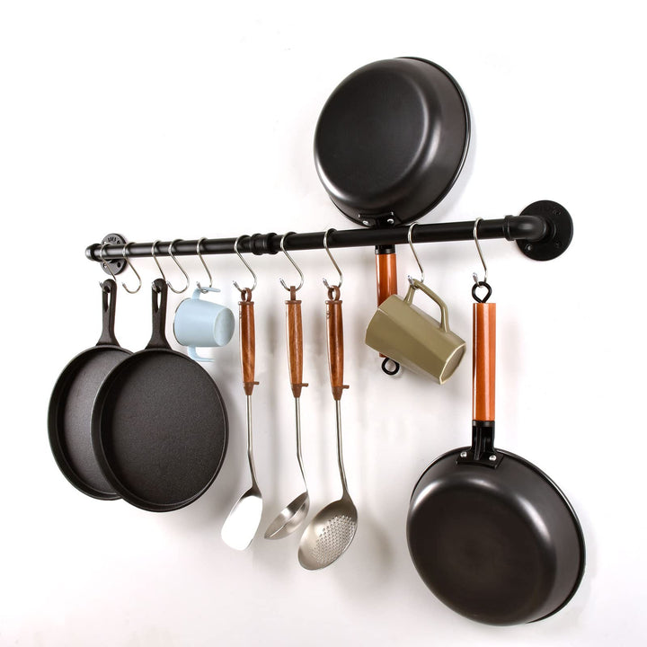 LINKPIPES Rohr Topf Pan Rack Wandbefestigte industrielle Utensil Deckel Halter Kochgeschirr Aufhänge
