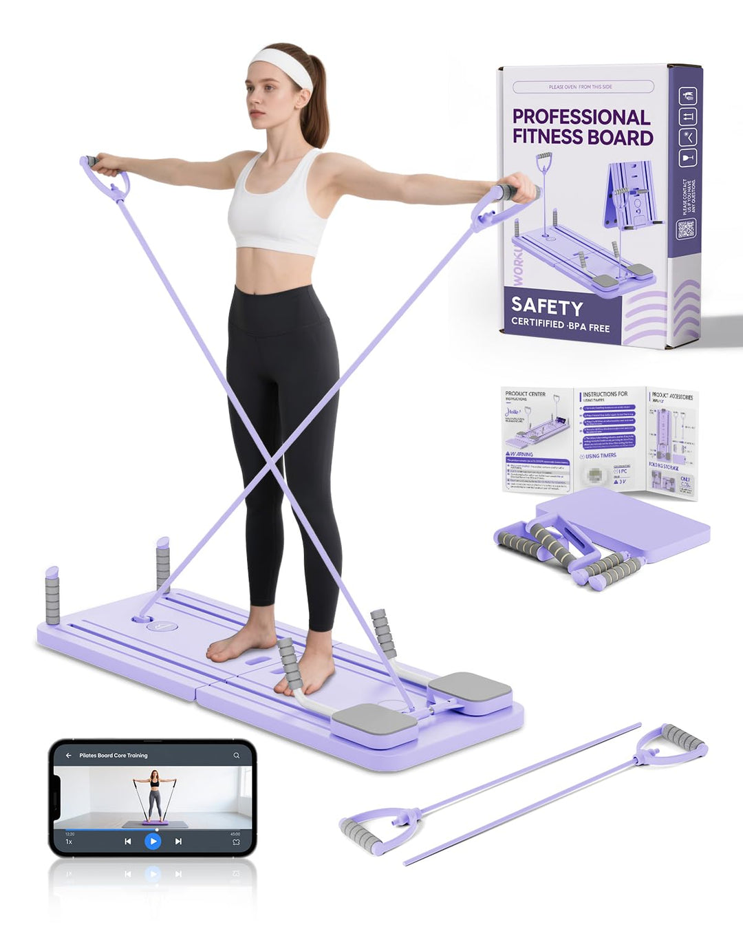 AMAZINGHOME Pilates Board mit automatischem Rückprall – Faltbares Core-Trainingsgerät für Zuhause, i