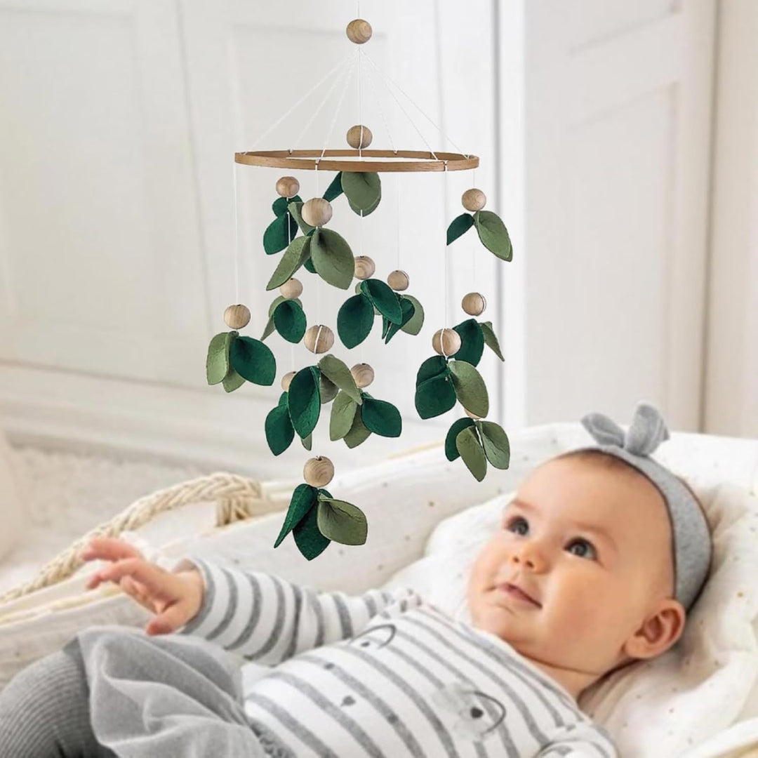 Babybett Mobile Windspiel 3D Blätter Hölz Baby Mädchen Kinderbett Anhänger für Babybett Kinderzimmer