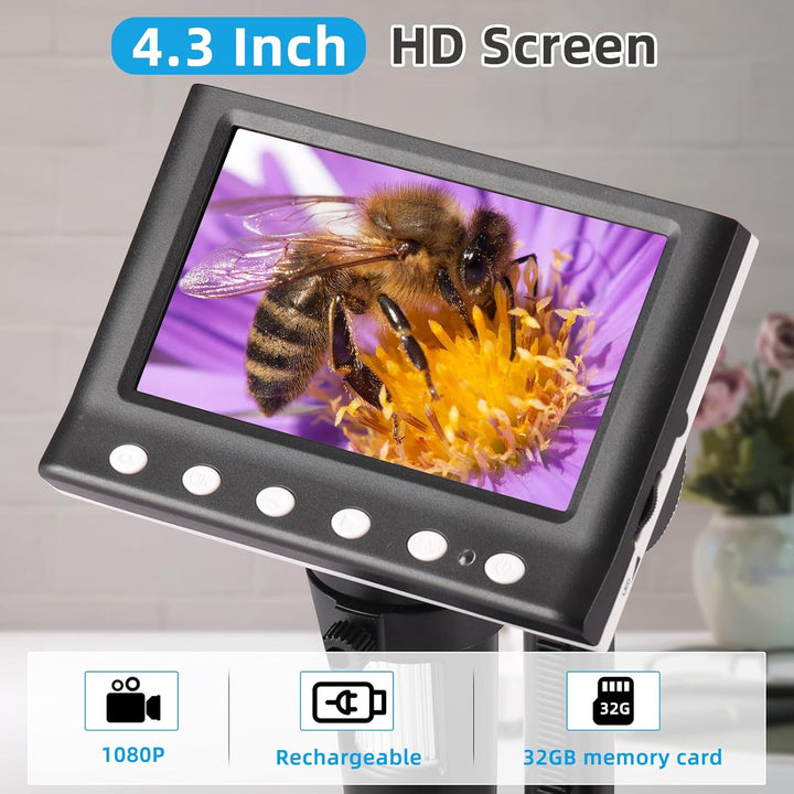 Koolertron Mikroskop Digital, 1080P HD 1000X Mikroskop, LCD Bildschirm Mikroskoplupe für Leiterplatt