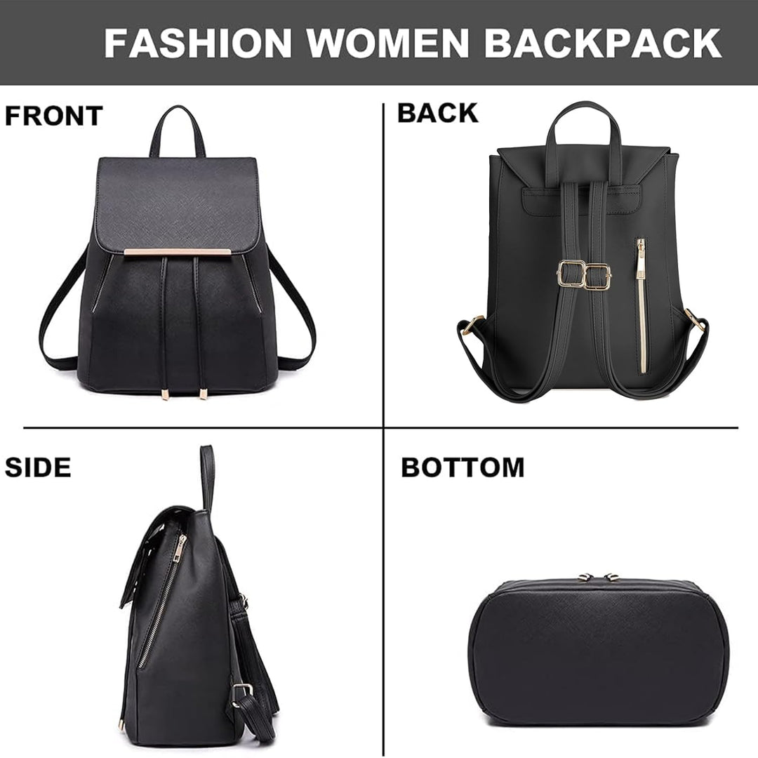 Miss Lulu Rucksack Damen Kunstleder Rucksack Damen Elegant Rolltop Rucksack Damen Tunnelzug-Design C