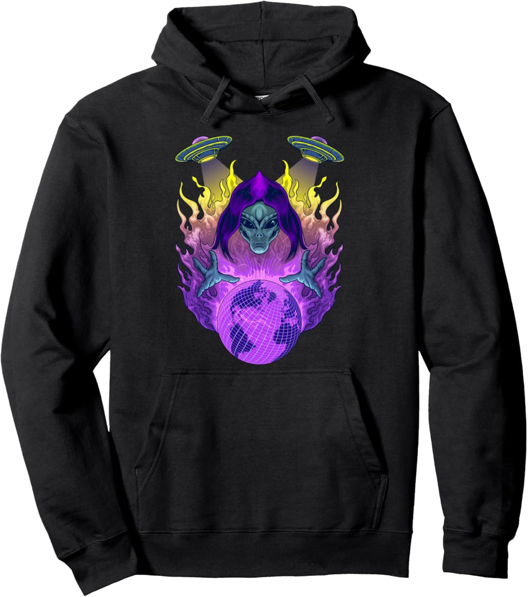 Aliens Rule the World Ufo - Sad Aesthetic Edgy Streetwear Pullover Hoodie