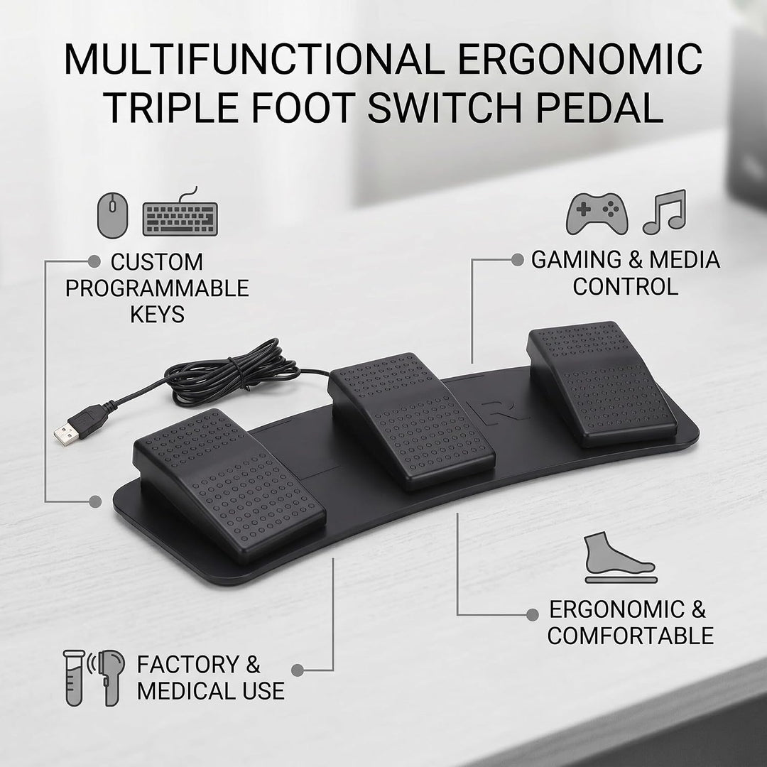 Yosoo Gear USB Dreifach-Fuss Schalter Pedal PC Dreifach-Fuss Schalter Programmier Bares Computer-Fus