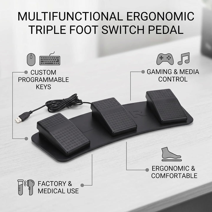 Yosoo Gear USB Dreifach-Fuss Schalter Pedal PC Dreifach-Fuss Schalter Programmier Bares Computer-Fus