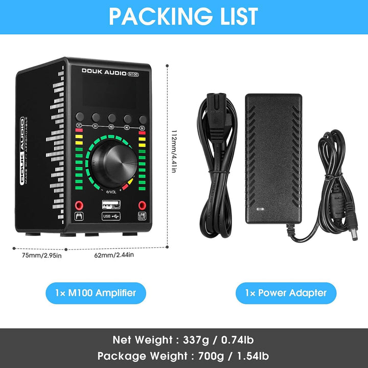 Douk Audio M100 Mini Verstärker, Bluetooth 5.0 Digitalverstärker mit USB DAC Coaxial/Optical Amplifi