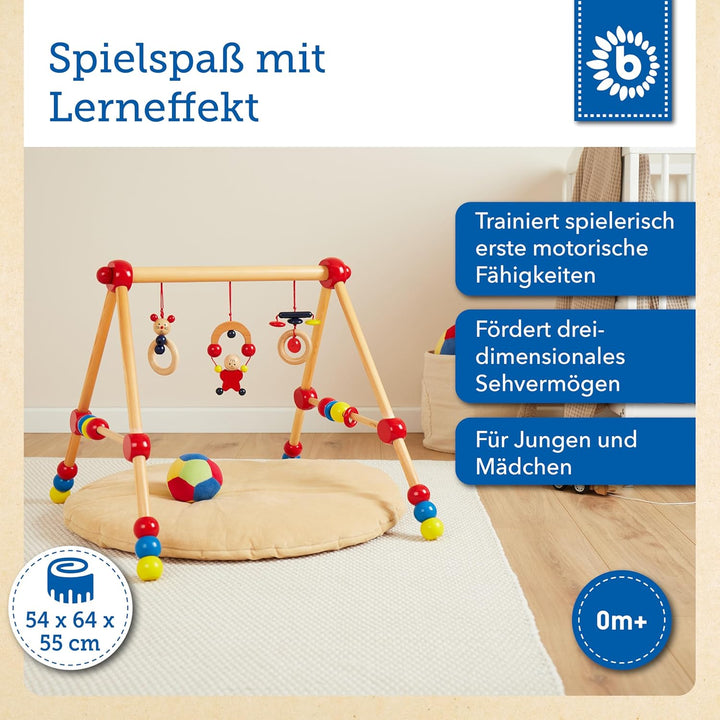 Bieco Spieltrapez | Spielbogen für Babys -Figuren, Rasseln, Kugeln- Höhenverstellbar | Spielebogen H