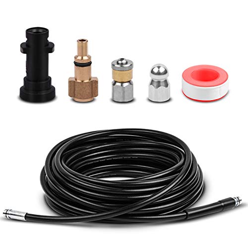 DERASL Rohrreinigungsschlauch Set 15m für Kärcher k2-k7 Serie und LAVOR-Hochdruckreiniger ，mit Adapt