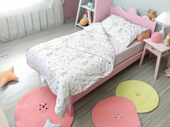 Kinderbettwäsche 90x120 + 40x60 | 100% Baumwolle Weiche & Farbenfrohe Bettwäsche für Babys | Mädchen