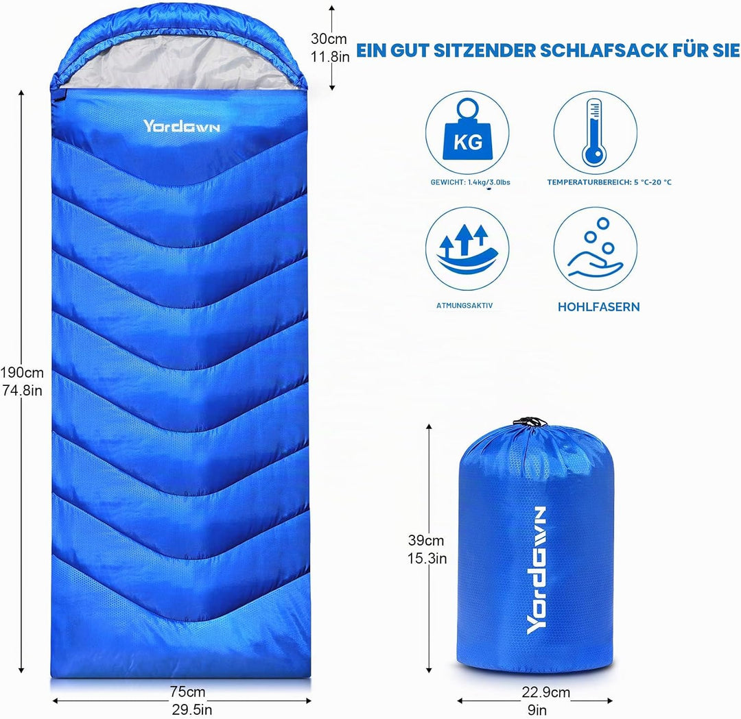 Schlafsack Outdoor Camping für Erwachsene Kinder, Schlafsäcke Sommer Winter 3-4 Jahreszeiten, Decken