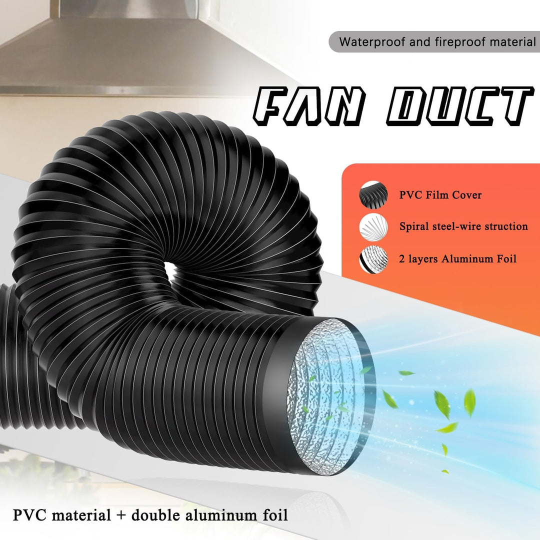 Aygrochy 100mm Regelbar Rohrventilator mit Abluftschlauch, Drehstrom EC motor Abluftventilator für H