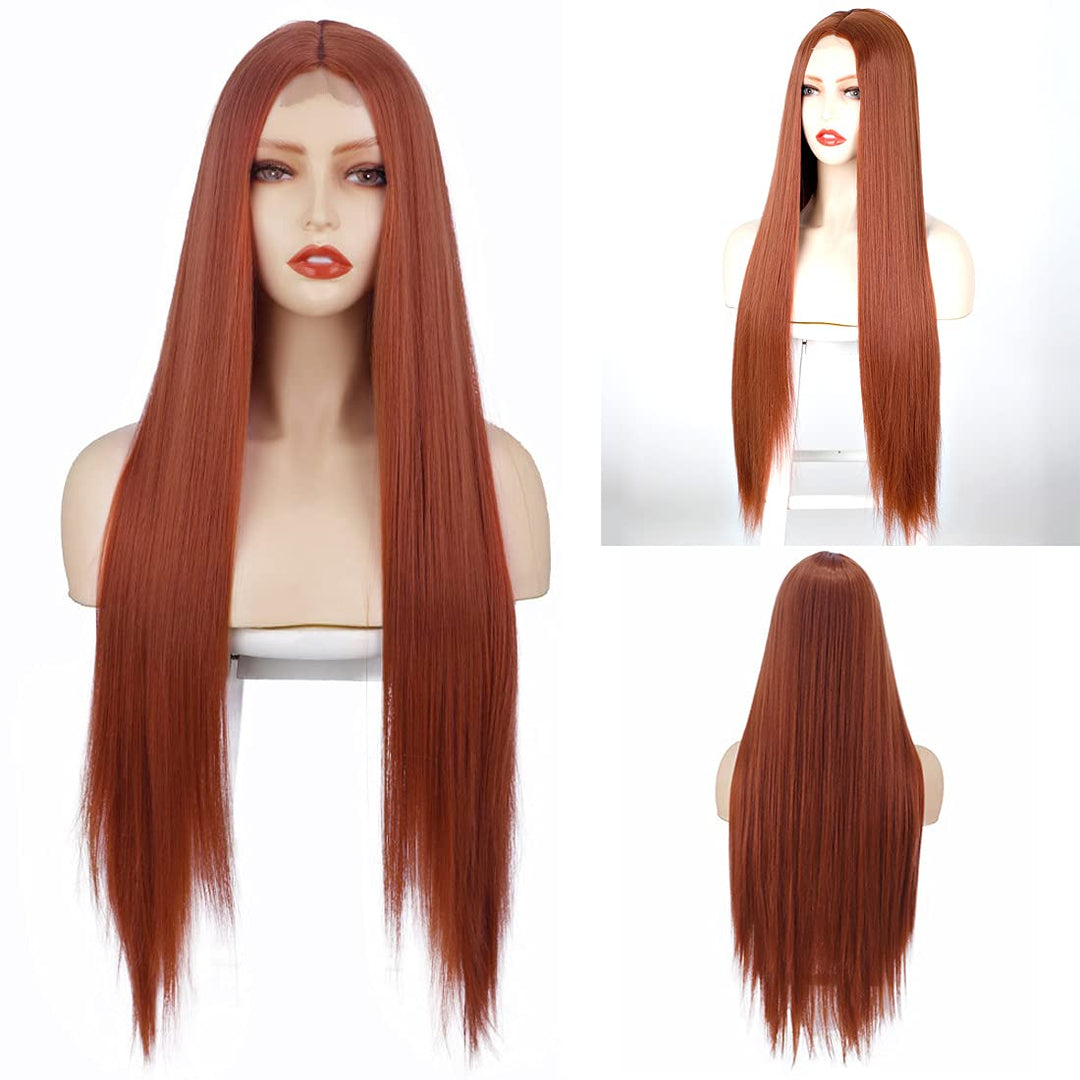 ATAYOU Kupfer Rot Lace Front Perücke Ginger Orange Perücke Für Damen Mit kleinem Spitzen Mittelteil