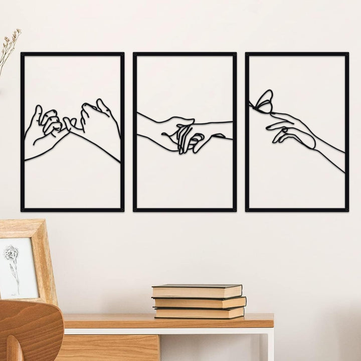 Resama Minimalistische Linien Weiblicher Körper Handform Metall Wandkunst Dekor, Moderne Abstrakte L