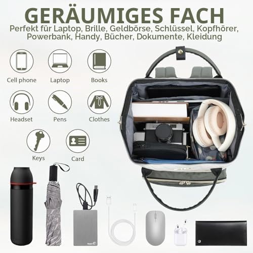 VANKEAN 15.6Zoll Laptop-Rucksack für Damen Herren,Beige-ArmeeGrün Beige-armee Grün 15.6", Beige-arme