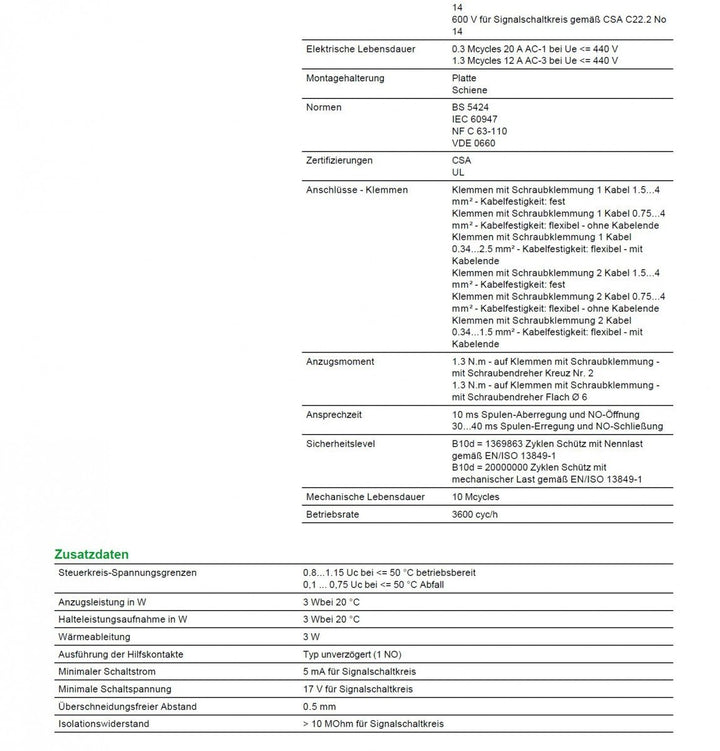 Schneider Electric LP1K1210BD Leistungsschütz, 3p, 5,5kW/400V/AC3, 12A, 24V DC, 24 V 3NO + 1NO AUX 1