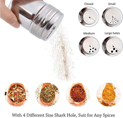 Gracelaza Set von 6 Edelstahl Gewürzdosen Salz Pfeffer Spice Shaker Gewürz Topf mit Tasche